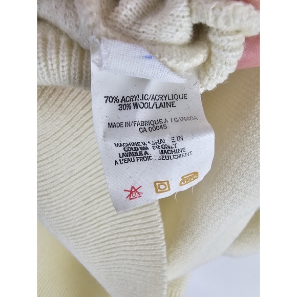 Vintage Tundra Canada V-neck Wool Blend Ivory Sweater Mens Medium Grandpacore - Picture 15 of 16